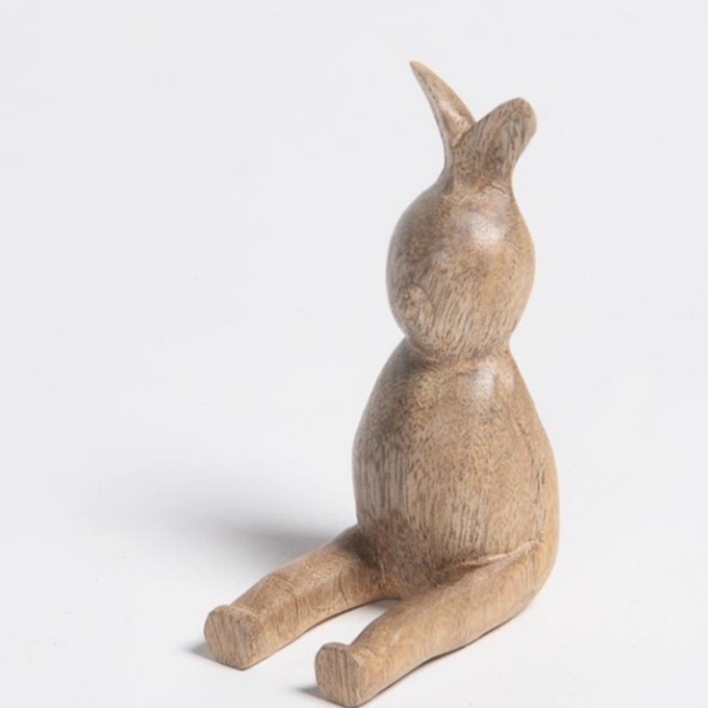 Handcrafted Wooden Rabbit Sculpture / Phone holder